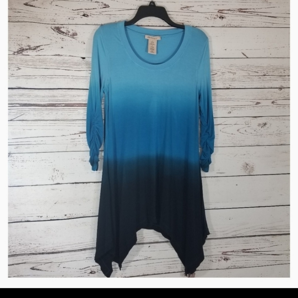 ⚡ PHILOSOPHY BLUE OMBRE BOHO LAGENLOOK TUNIC S